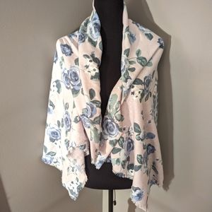 Lauren Conrad Blue Floral Blanket Scarf